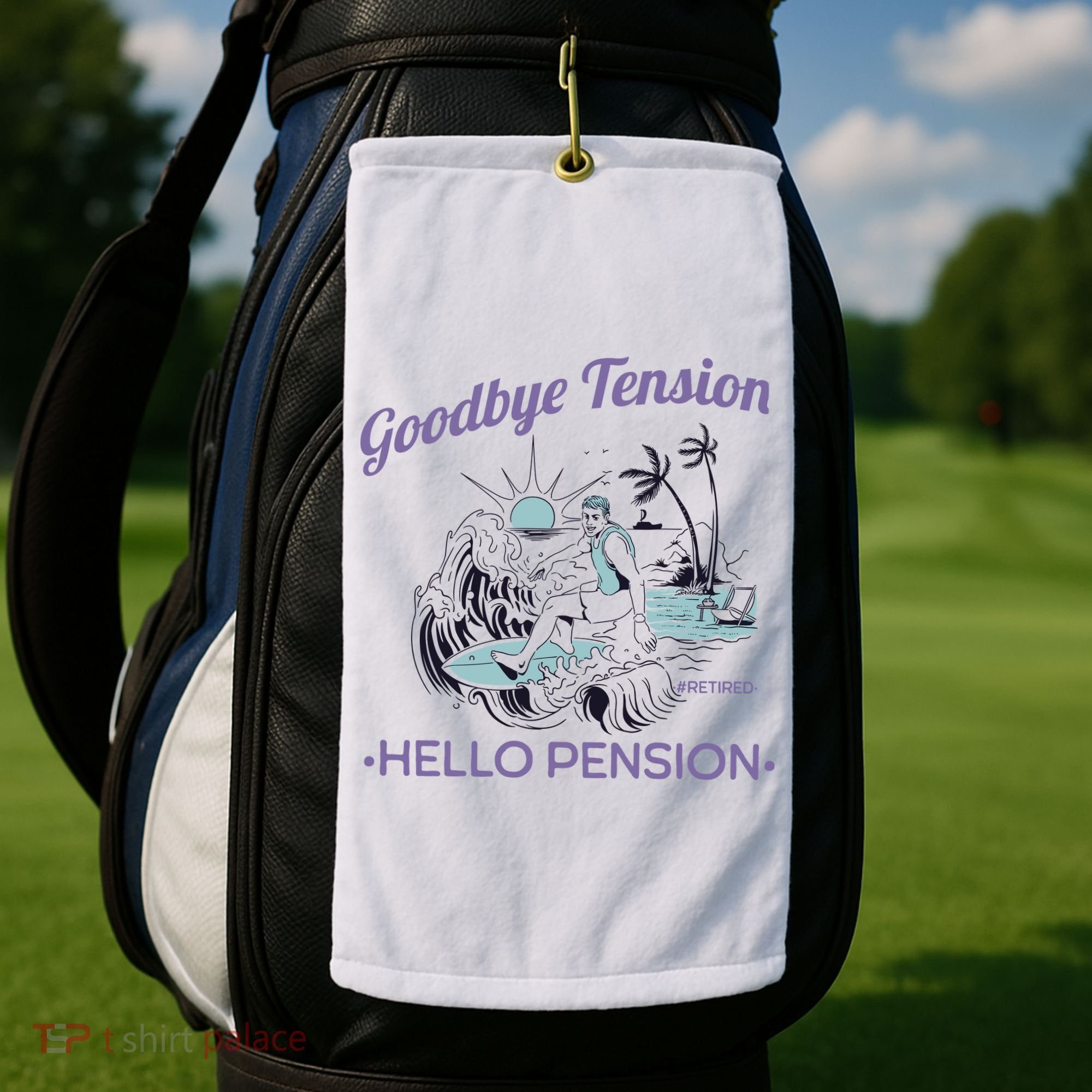 Funny Retired Retirement Gift Goodbye Tension Golf Towel
