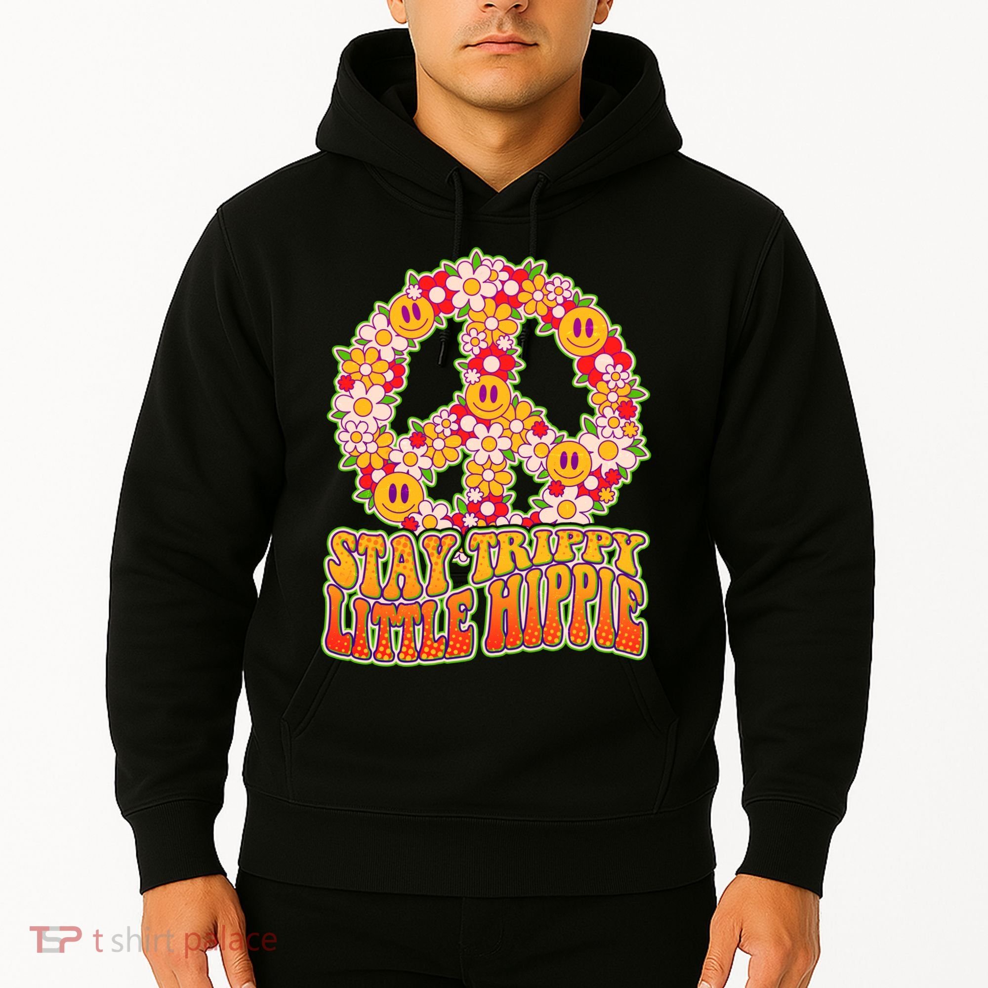 Funny Retro Sixties 60's Stay Trippy Little Hippie Peace Hoodie