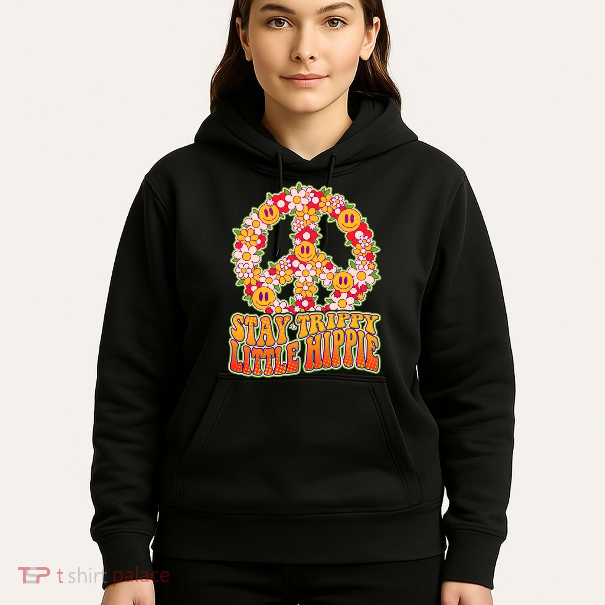 Funny Retro Sixties 60's Stay Trippy Little Hippie Peace Hoodie
