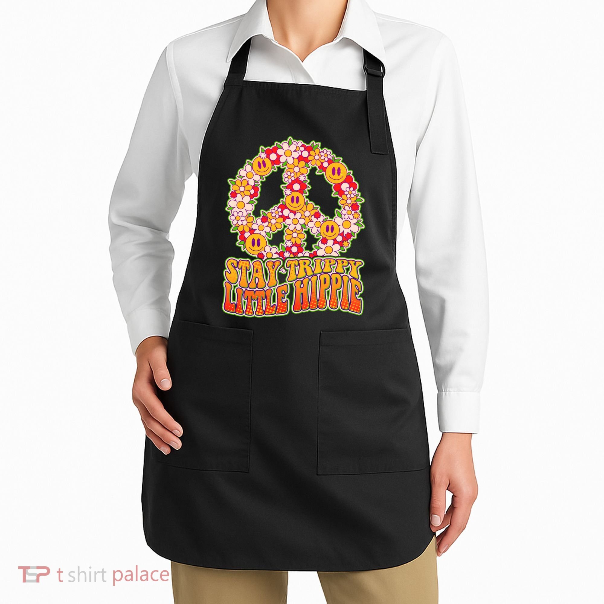 Funny Retro Sixties 60's Stay Trippy Little Hippie Peace Apron