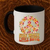 Funny Retro Sixties 60's Stay Trippy Little Hippie Peace Coffee Mug thumb 2