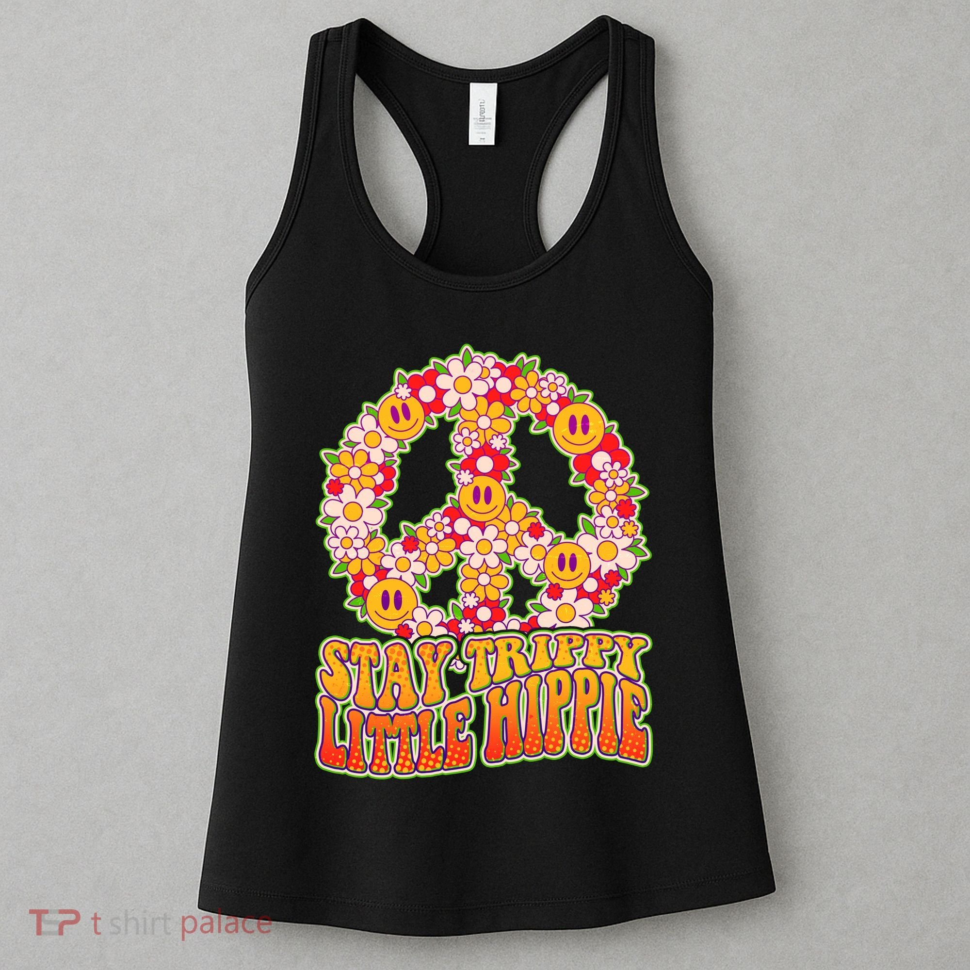 Funny Retro Sixties 60's Stay Trippy Little Hippie Peace Women's Tank Top
