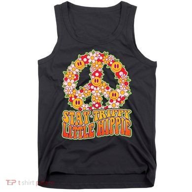 Funny Retro Sixties 60's Stay Trippy Little Hippie Peace Tank Top