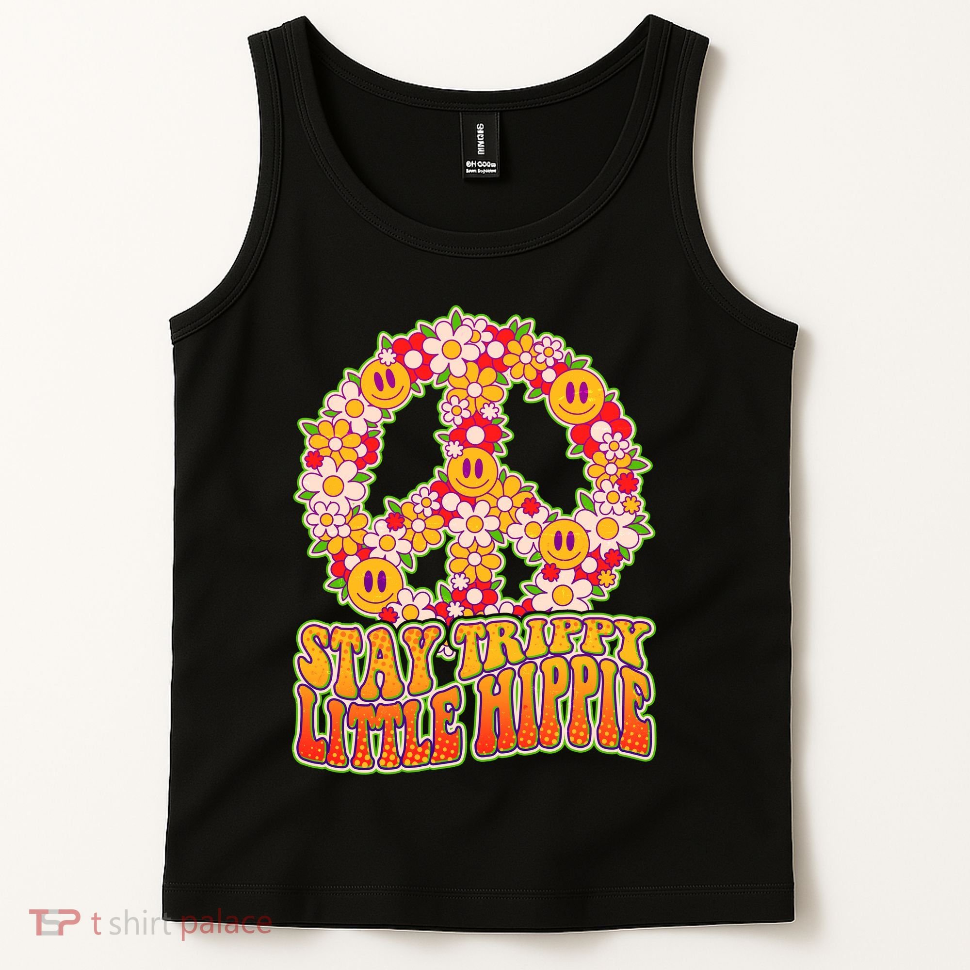 Funny Retro Sixties 60's Stay Trippy Little Hippie Peace Tank Top