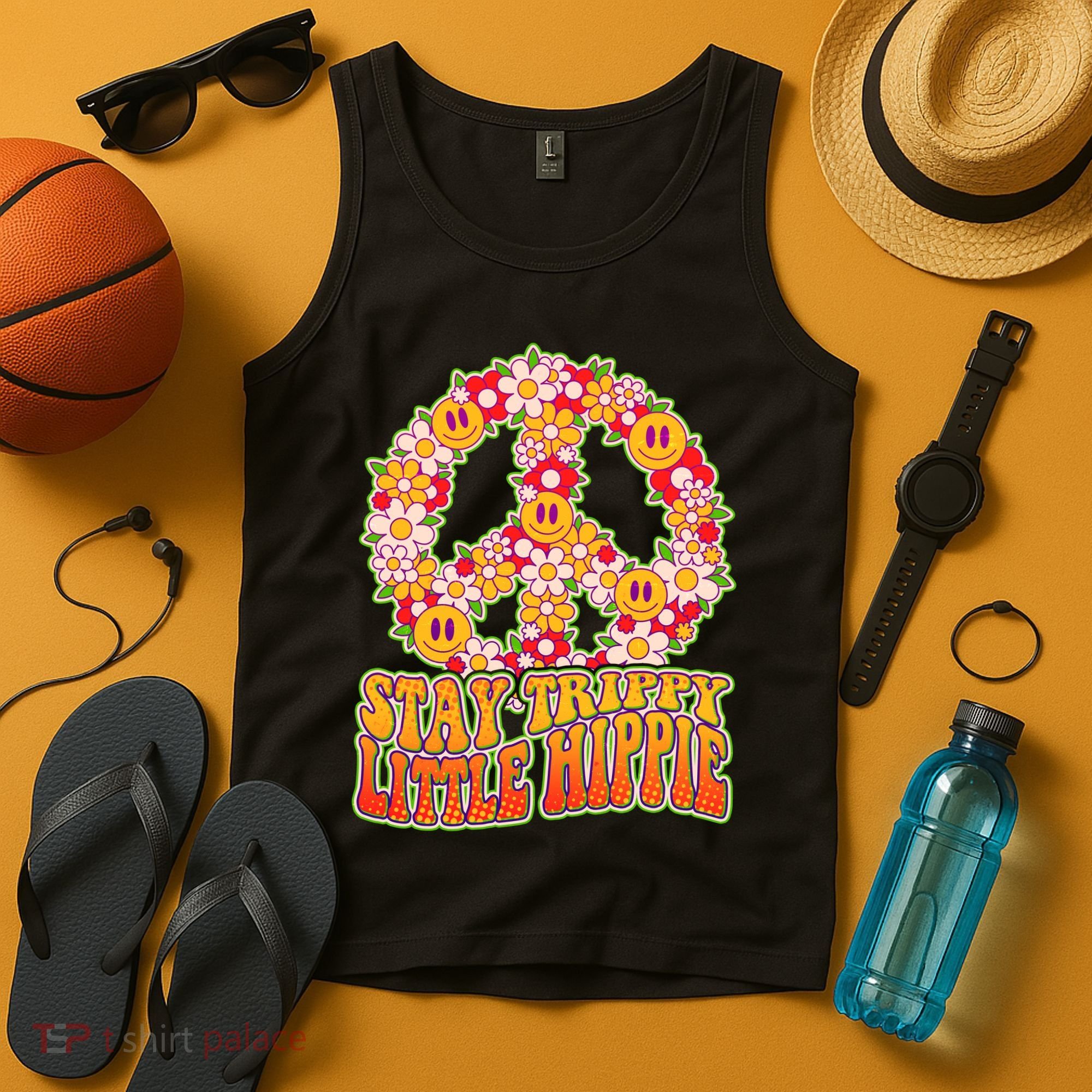 Funny Retro Sixties 60's Stay Trippy Little Hippie Peace Tank Top