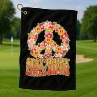 Funny Retro Sixties 60's Stay Trippy Little Hippie Peace Golf Towel thumb 1