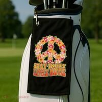 Funny Retro Sixties 60's Stay Trippy Little Hippie Peace Golf Towel thumb 2