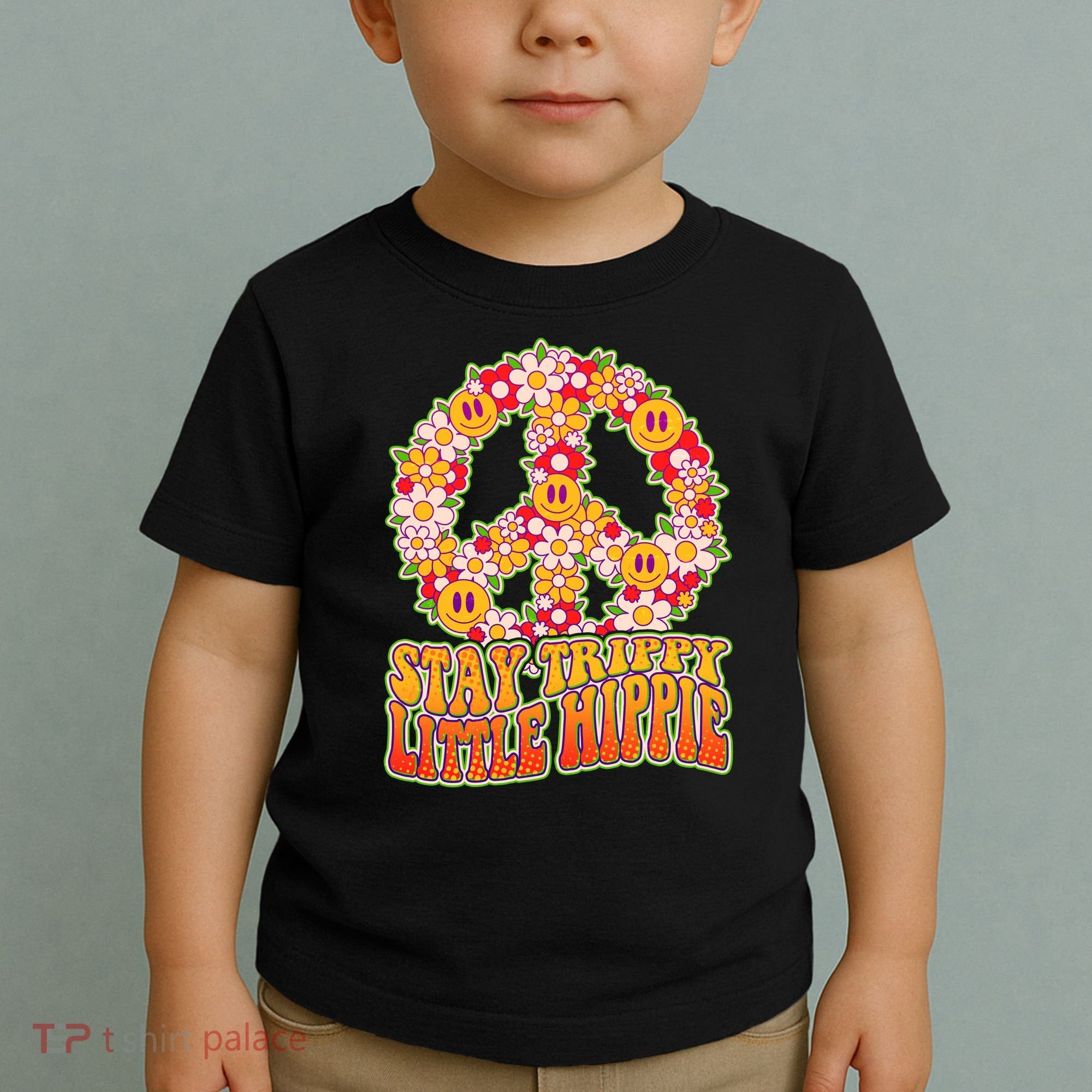 Funny Retro Sixties 60's Stay Trippy Little Hippie Peace Toddler T-Shirt