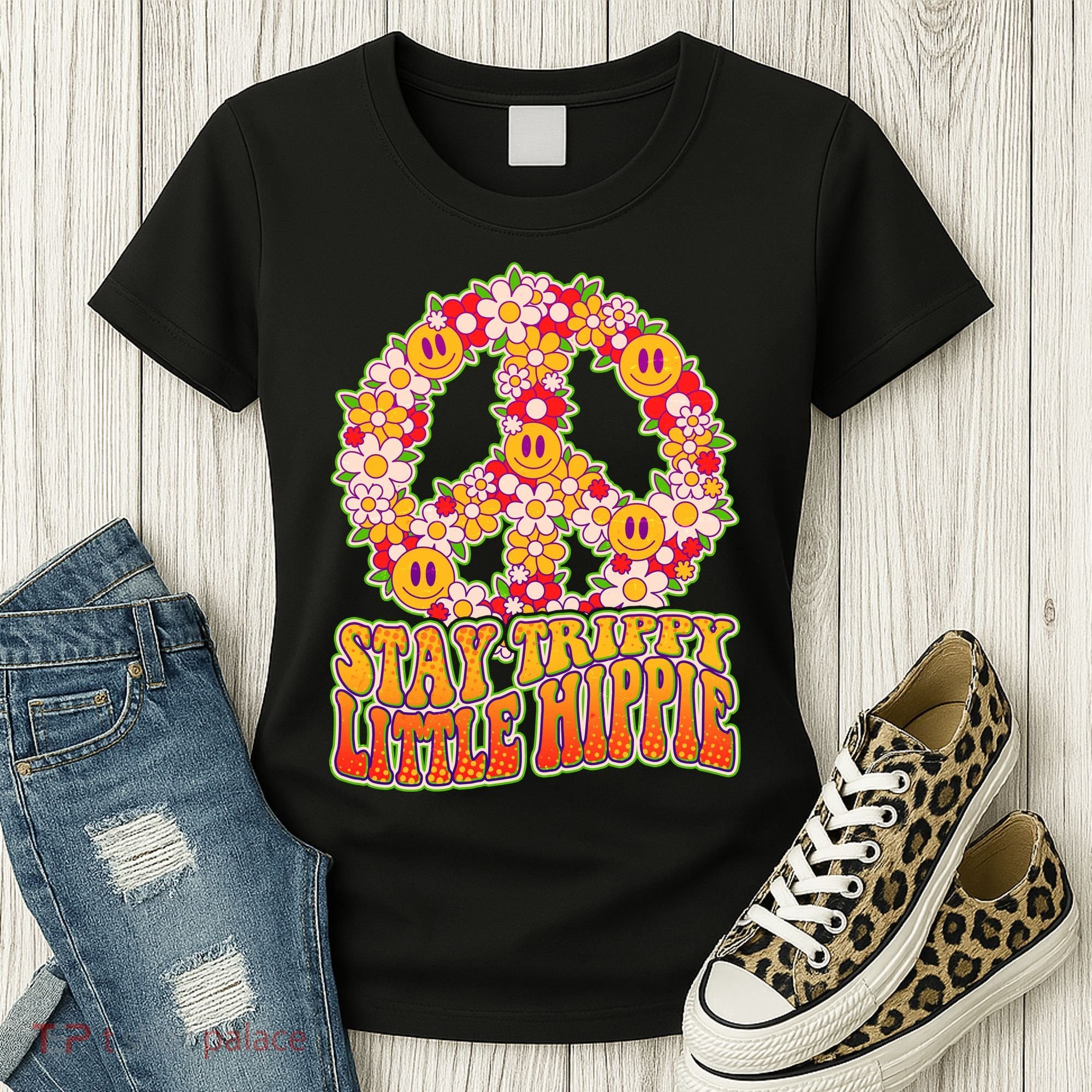 Funny Retro Sixties 60's Stay Trippy Little Hippie Peace Women's T-Shirt