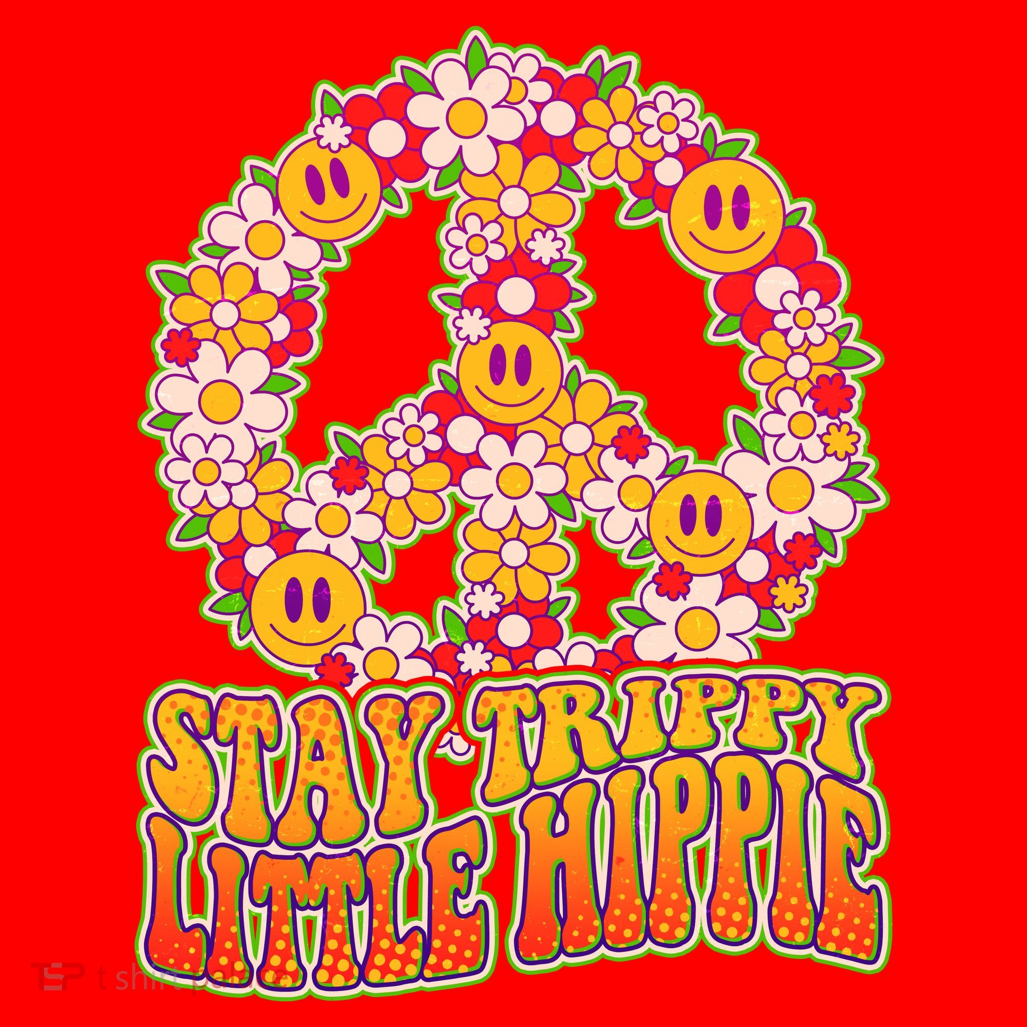 Funny Retro Sixties 60's Stay Trippy Little Hippie Peace Santa Hat