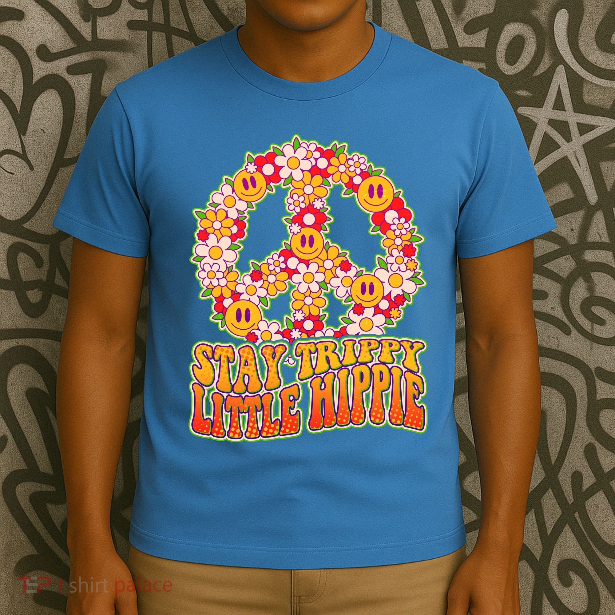 Funny Retro Sixties 60's Stay Trippy Little Hippie Peace T-Shirt