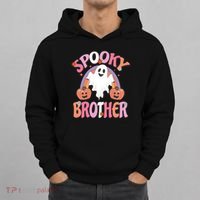 Family Retro Spooky Brother Groovy Retro Halloween Ghost Costume Gift Hoodie thumb 0