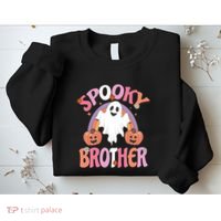 Family Retro Spooky Brother Groovy Retro Halloween Ghost Costume Gift Sweatshirt thumb 2