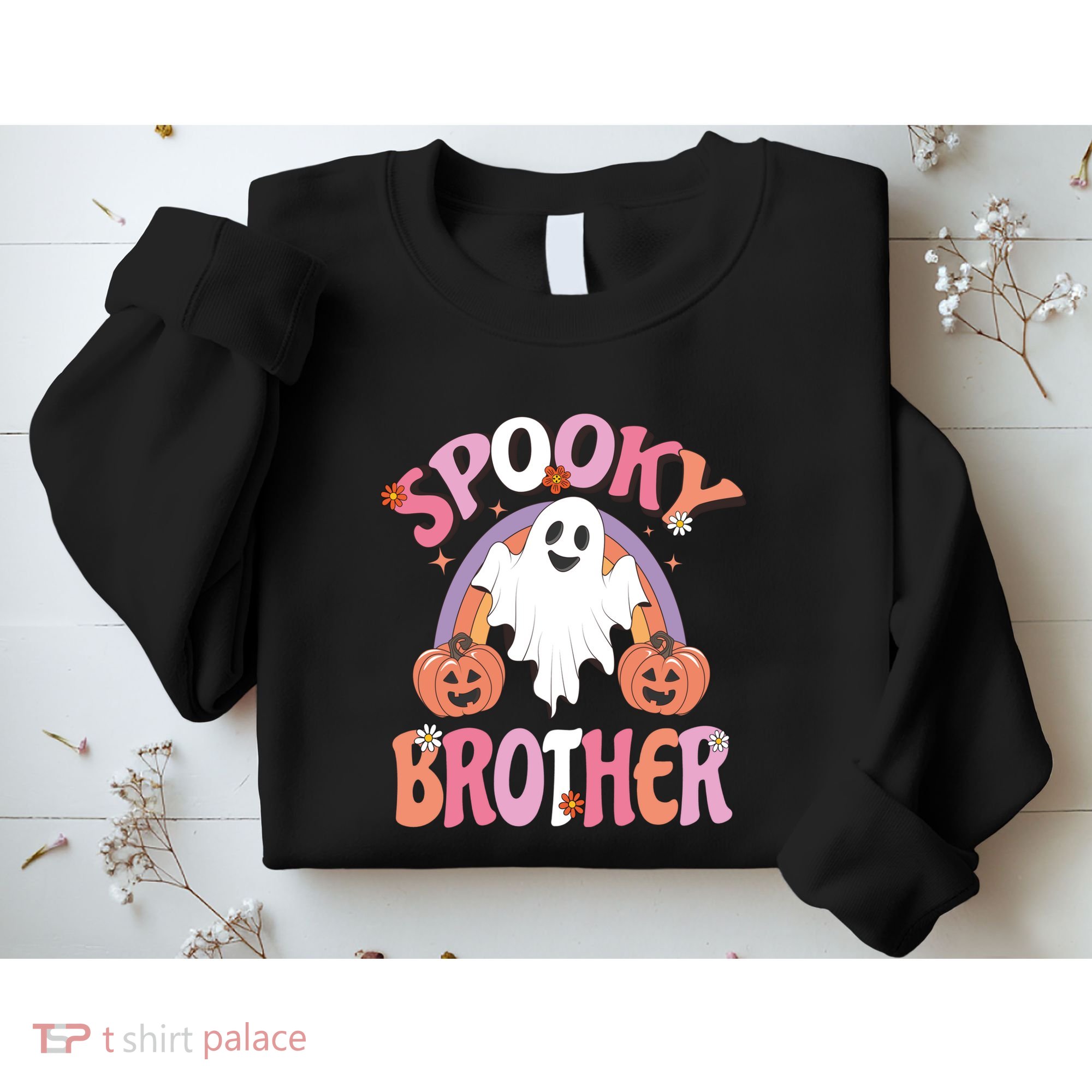 Family Retro Spooky Brother Groovy Retro Halloween Ghost Costume Gift Sweatshirt