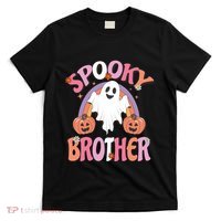 Family Retro Spooky Brother Groovy Retro Halloween Ghost Costume Gift T-Shirt thumb 0