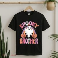 Family Retro Spooky Brother Groovy Retro Halloween Ghost Costume Gift T-Shirt thumb 2