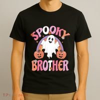 Family Retro Spooky Brother Groovy Retro Halloween Ghost Costume Gift T-Shirt thumb 3