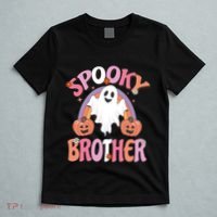 Family Retro Spooky Brother Groovy Retro Halloween Ghost Costume Gift T-Shirt thumb 5