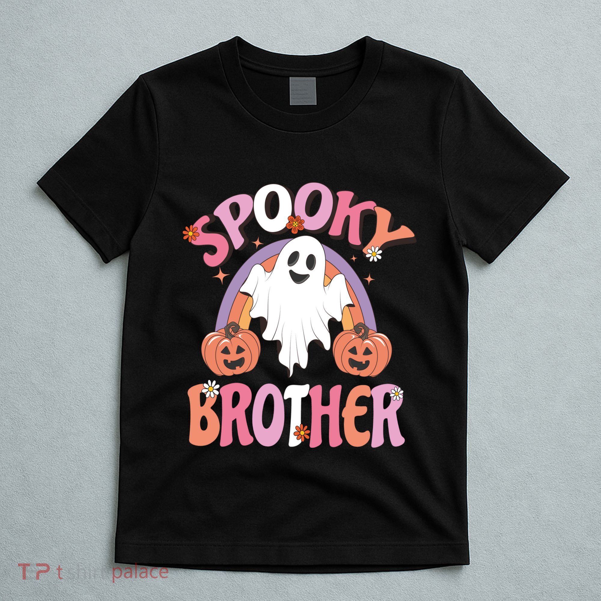 Family Retro Spooky Brother Groovy Retro Halloween Ghost Costume Gift T-Shirt