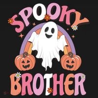 Family Retro Spooky Brother Groovy Retro Halloween Ghost Costume Gift T-Shirt thumb 7