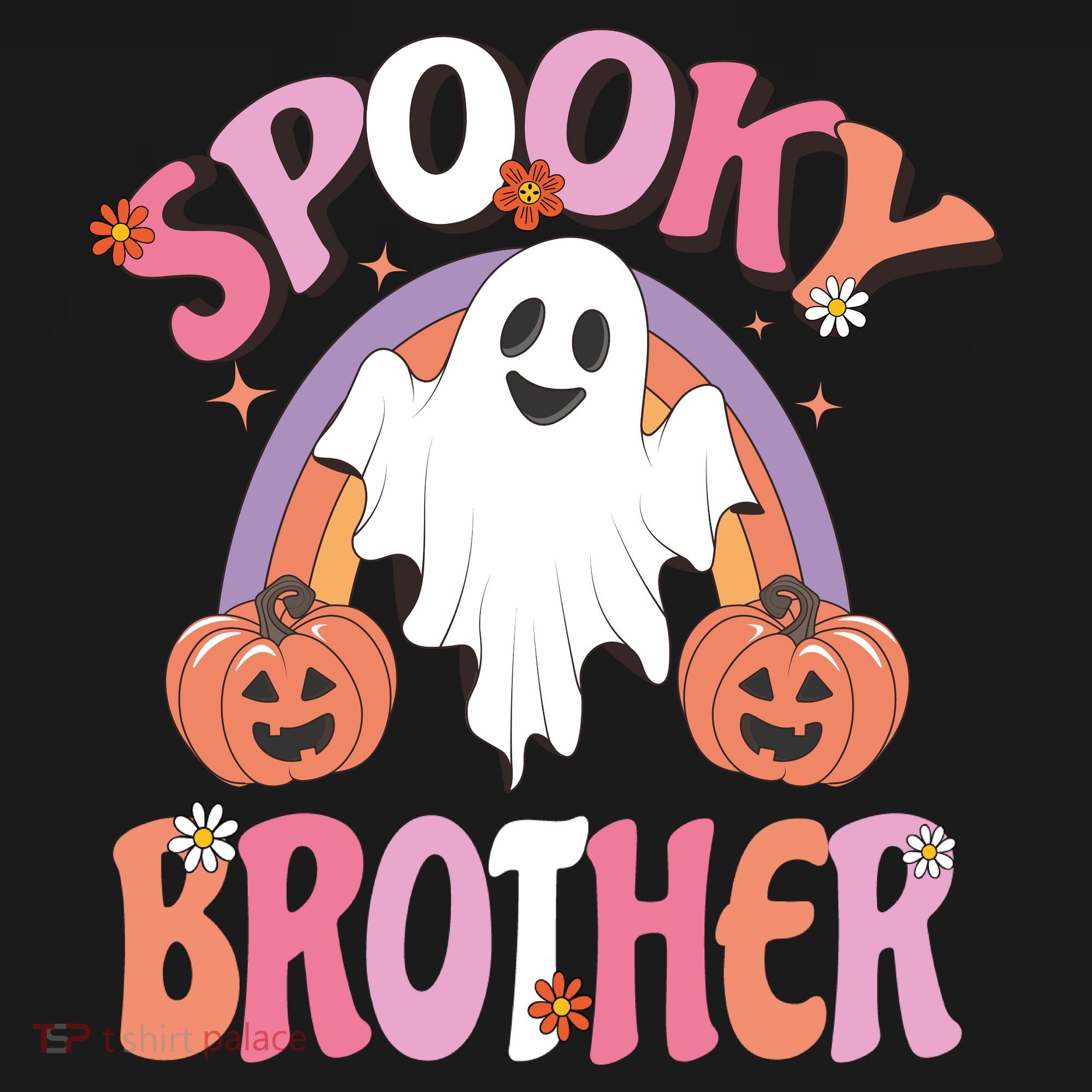 Family Retro Spooky Brother Groovy Retro Halloween Ghost Costume Gift T-Shirt