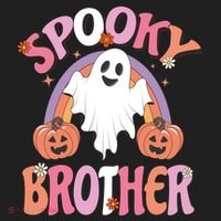 Family Retro Spooky Brother Groovy Retro Halloween Ghost Costume Gift Beanie thumb 2