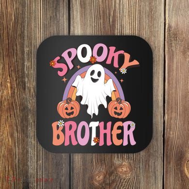 Family Retro Spooky Brother Groovy Retro Halloween Ghost Costume Gift Coaster