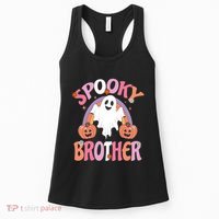 Family Retro Spooky Brother Groovy Retro Halloween Ghost Costume Gift Women's Tank Top thumb 0