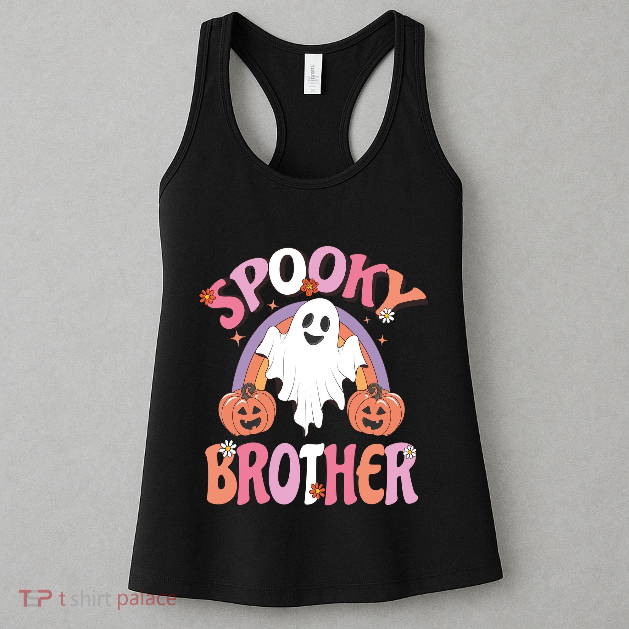 Family Retro Spooky Brother Groovy Retro Halloween Ghost Costume Gift Women's Tank Top