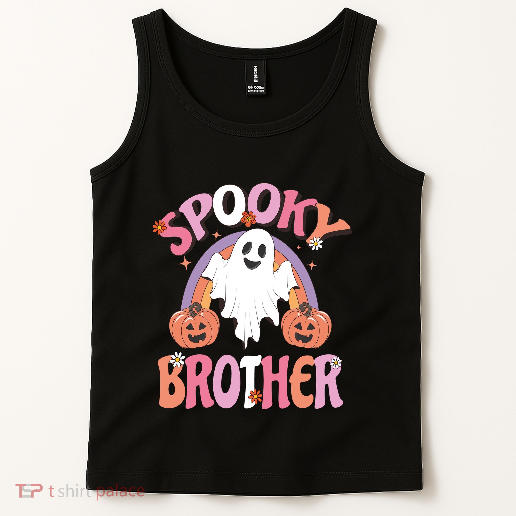 Family Retro Spooky Brother Groovy Retro Halloween Ghost Costume Gift Tank Top