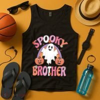 Family Retro Spooky Brother Groovy Retro Halloween Ghost Costume Gift Tank Top thumb 4