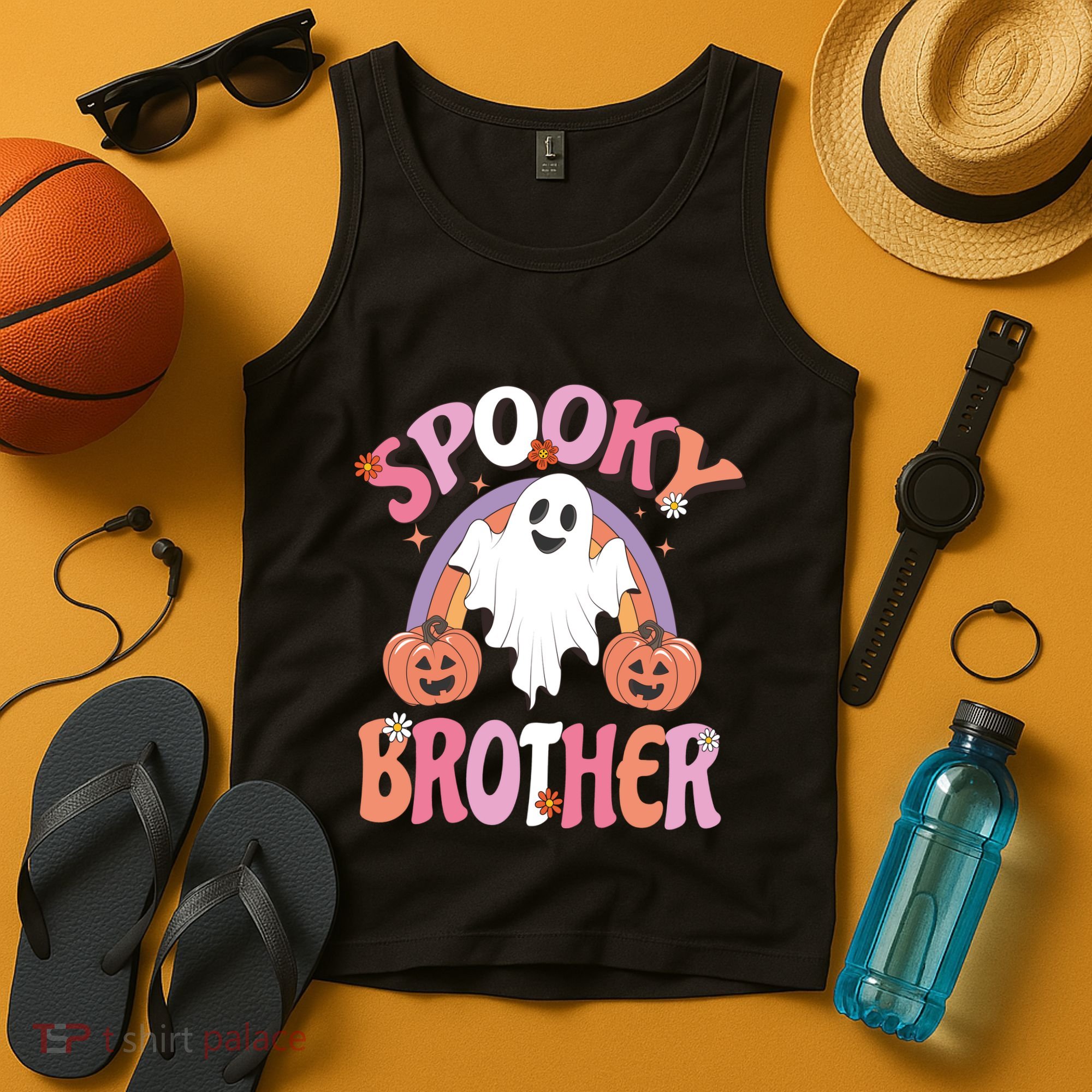 Family Retro Spooky Brother Groovy Retro Halloween Ghost Costume Gift Tank Top