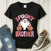 Family Retro Spooky Brother Groovy Retro Halloween Ghost Costume Gift Women's T-Shirt thumb 3