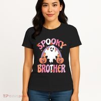 Family Retro Spooky Brother Groovy Retro Halloween Ghost Costume Gift Women's T-Shirt thumb 4