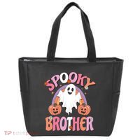 Family Retro Spooky Brother Groovy Retro Halloween Ghost Costume Gift Tote Bag thumb 0