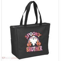Family Retro Spooky Brother Groovy Retro Halloween Ghost Costume Gift Tote Bag thumb 2