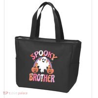 Family Retro Spooky Brother Groovy Retro Halloween Ghost Costume Gift Tote Bag thumb 3