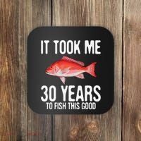Funny Red Snapper Fishing 30th Birthday 30 Years To Fish Coaster thumb 0