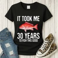 Funny Red Snapper Fishing 30th Birthday 30 Years To Fish Women's T-Shirt thumb 3