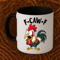 F-CAW-F Rooster Screaming Chicken Clucking Meme Coffee Mug thumb 2