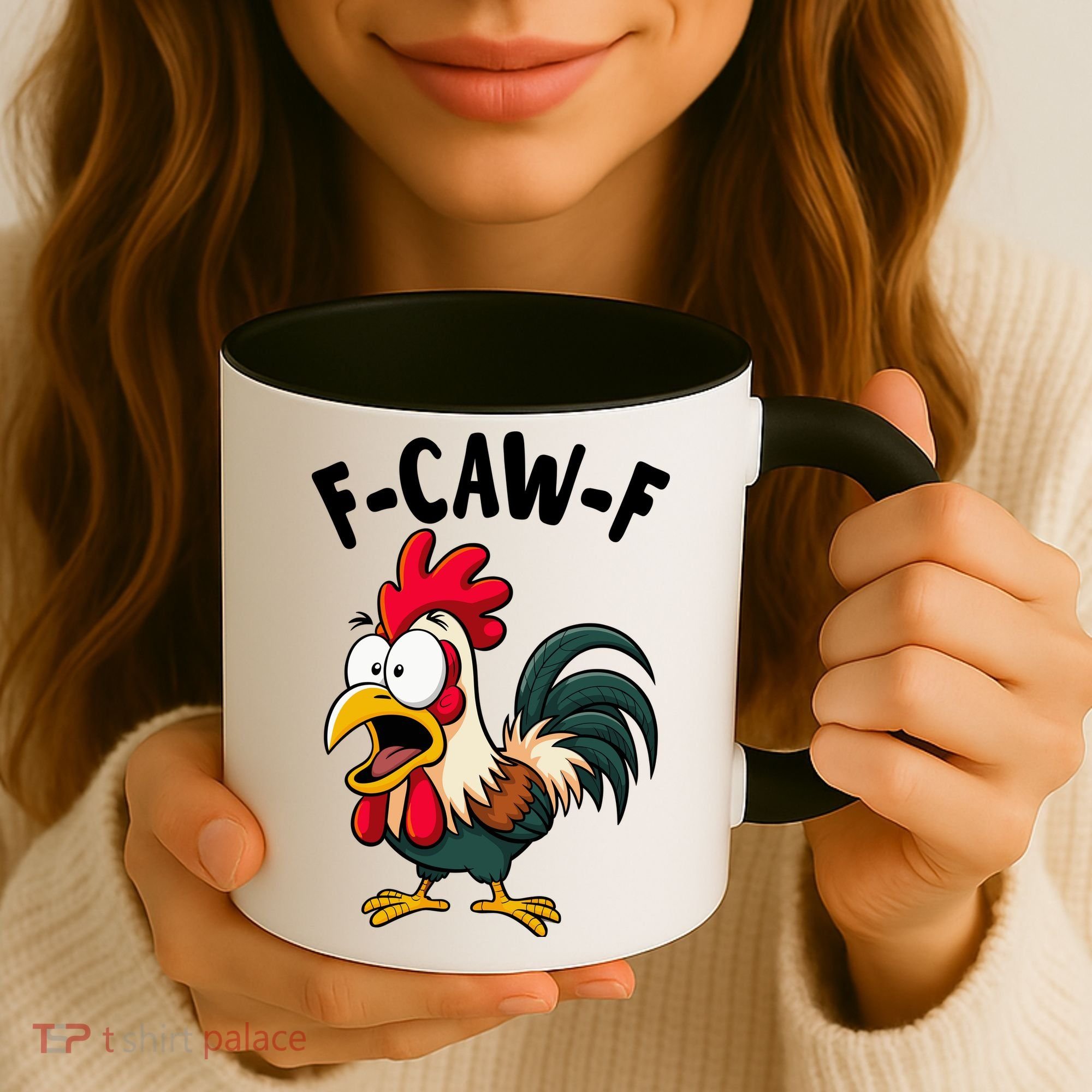 F-CAW-F Rooster Screaming Chicken Clucking Meme Coffee Mug