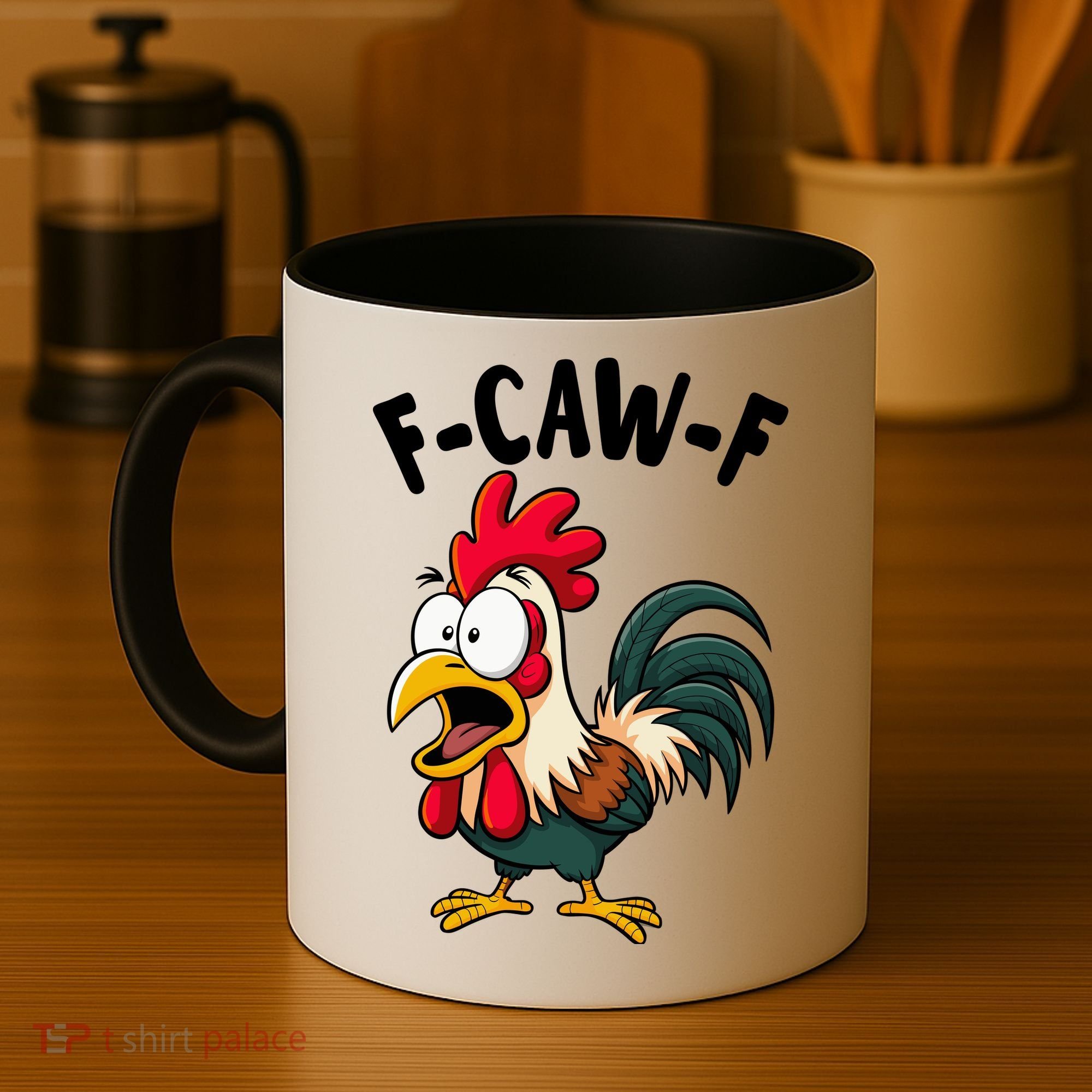 F-CAW-F Rooster Screaming Chicken Clucking Meme Coffee Mug
