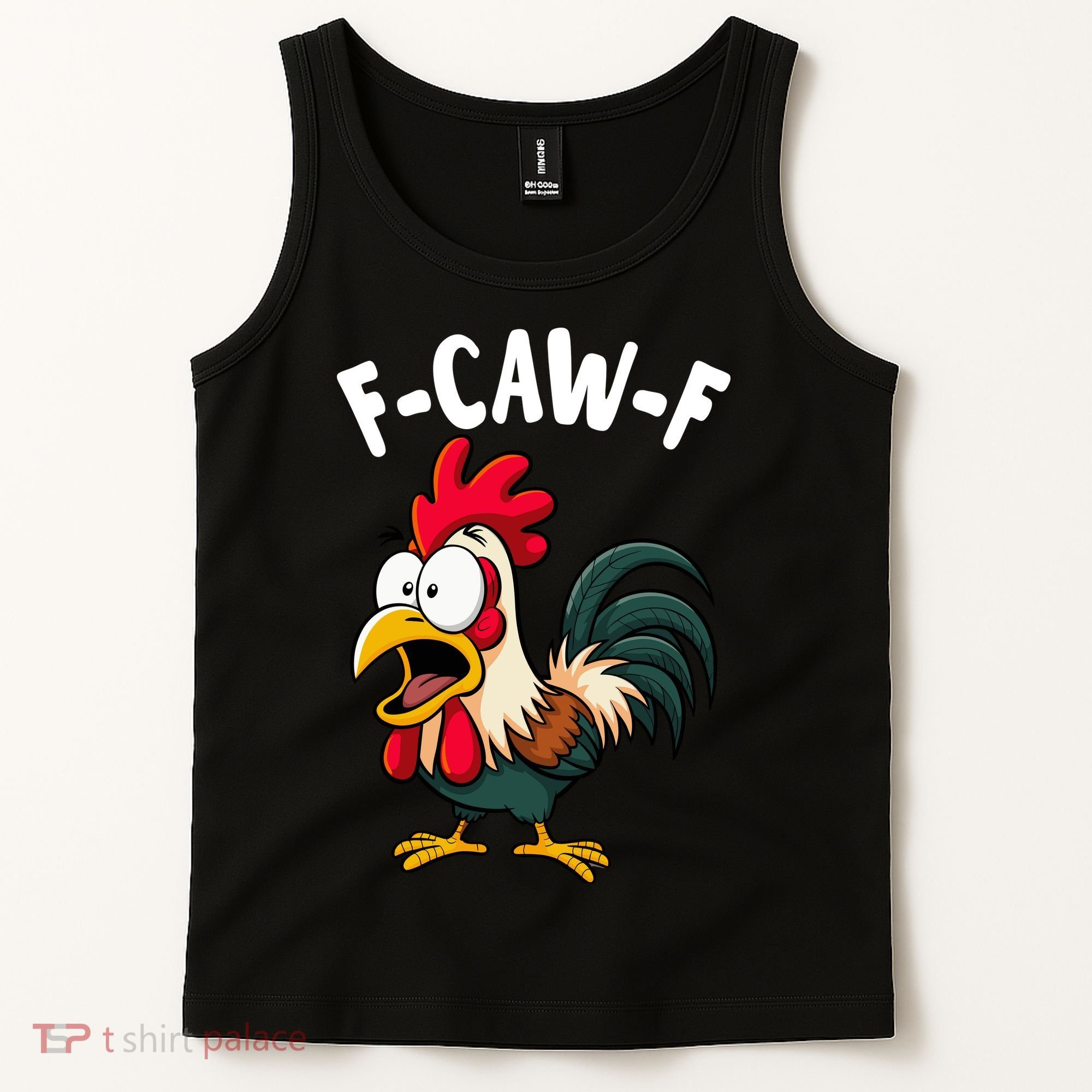 F-CAW-F Rooster Screaming Chicken Clucking Meme Tank Top