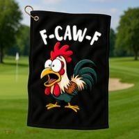 F-CAW-F Rooster Screaming Chicken Clucking Meme Golf Towel thumb 1