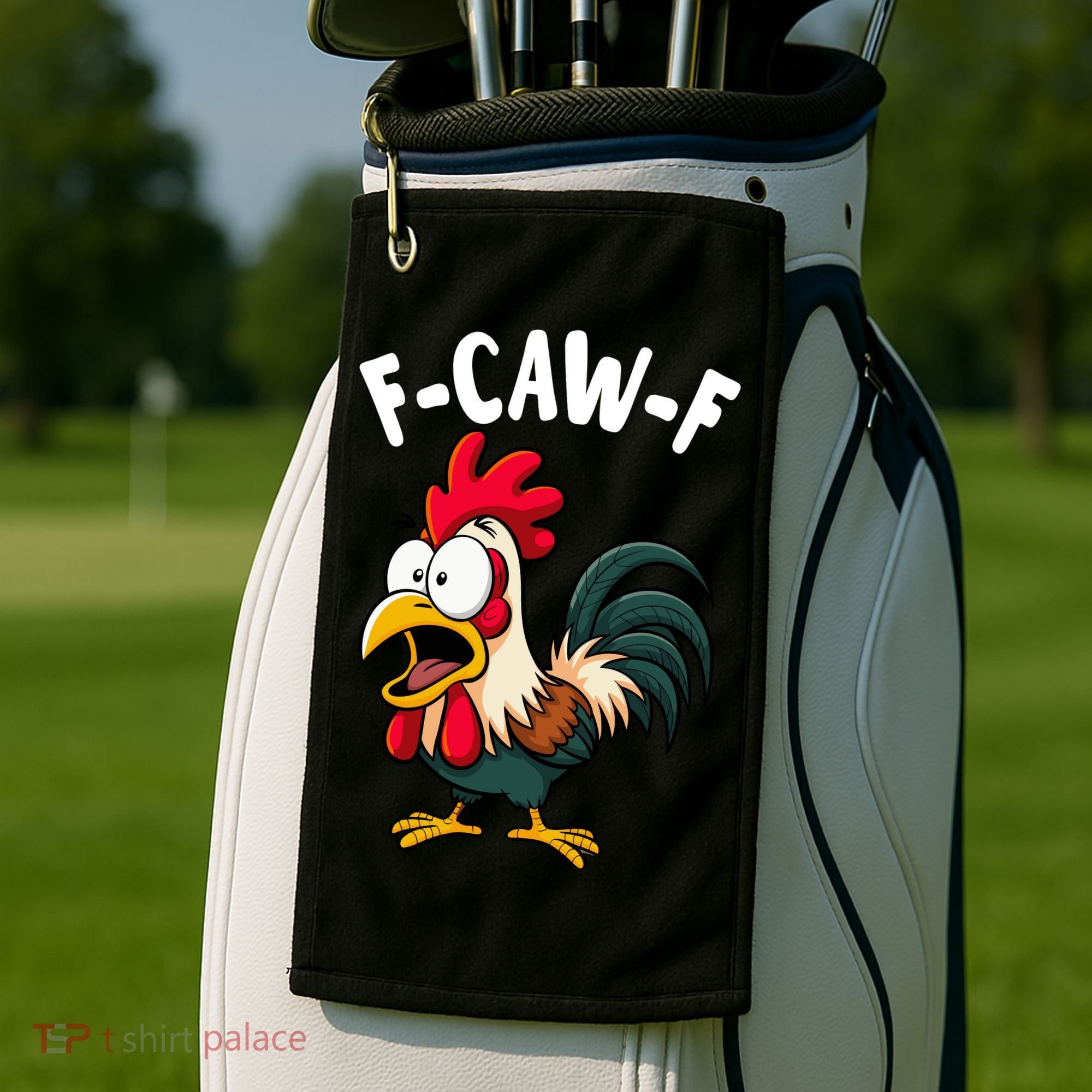 F-CAW-F Rooster Screaming Chicken Clucking Meme Golf Towel