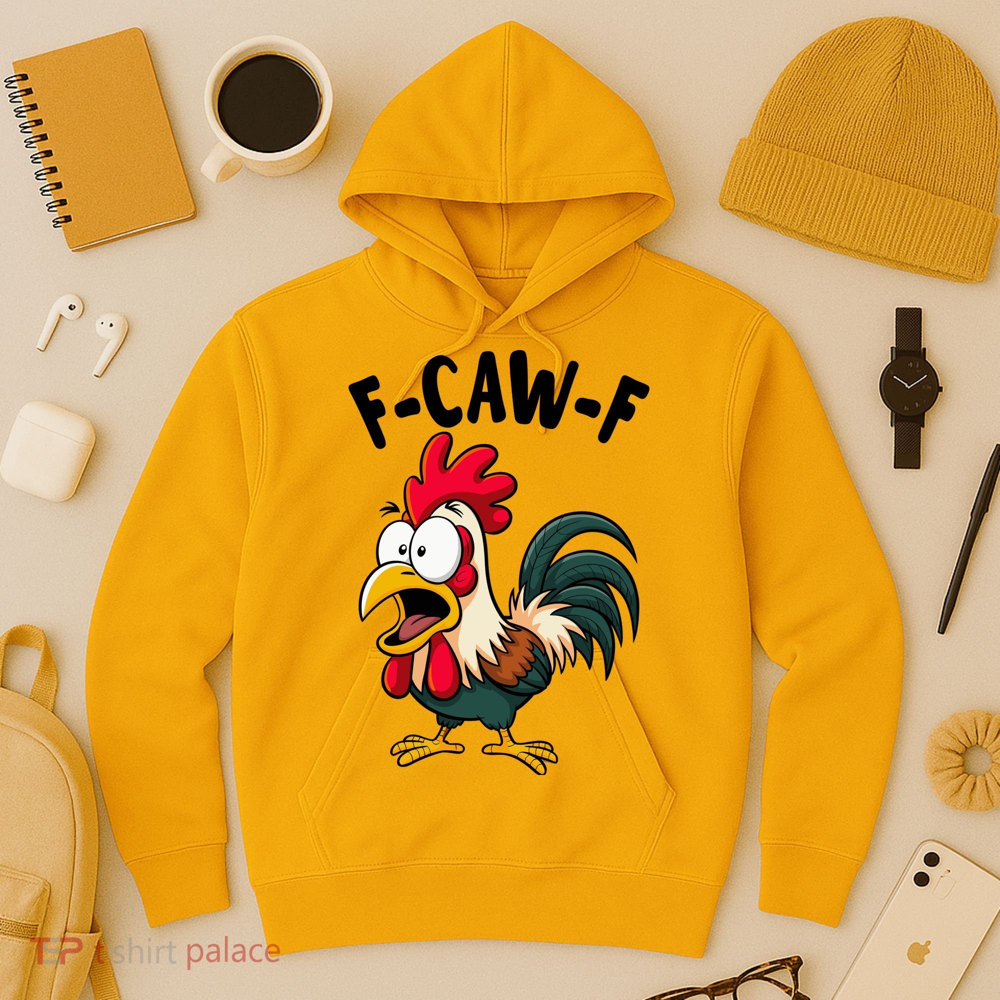 F-CAW-F Rooster Screaming Chicken Clucking Meme Hoodie