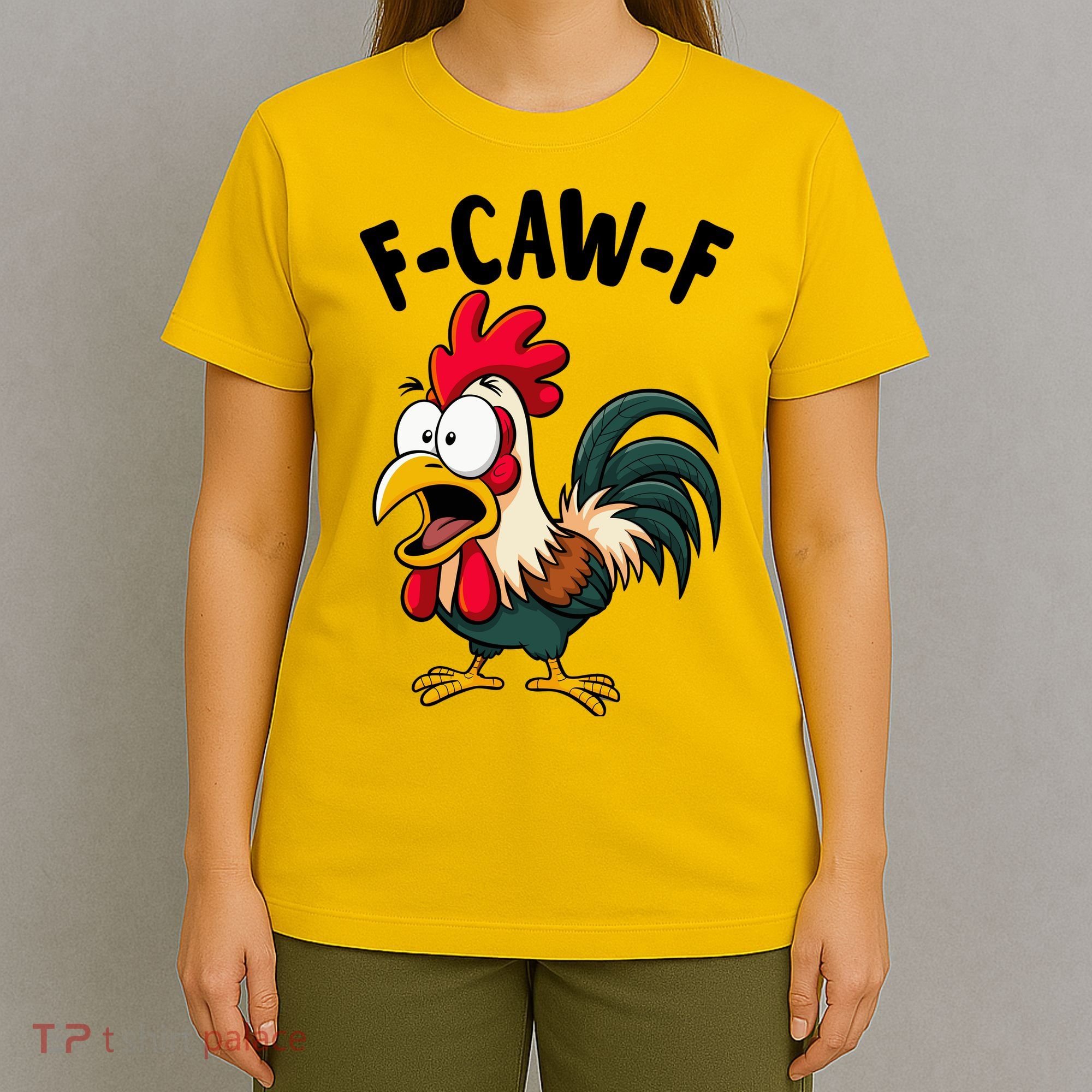 F-CAW-F Rooster Screaming Chicken Clucking Meme T-Shirt