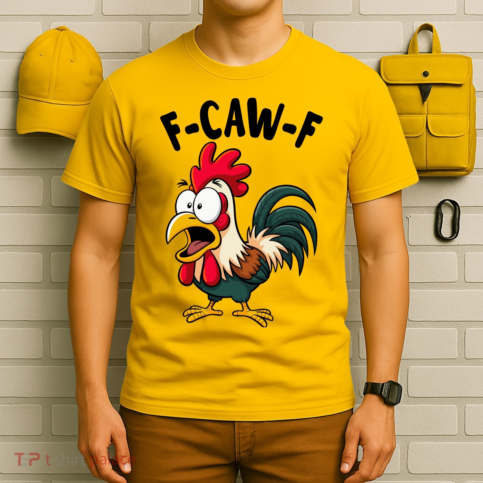 F-CAW-F Rooster Screaming Chicken Clucking Meme T-Shirt