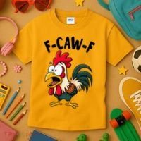 F-CAW-F Rooster Screaming Chicken Clucking Meme Kids T-Shirt thumb 3