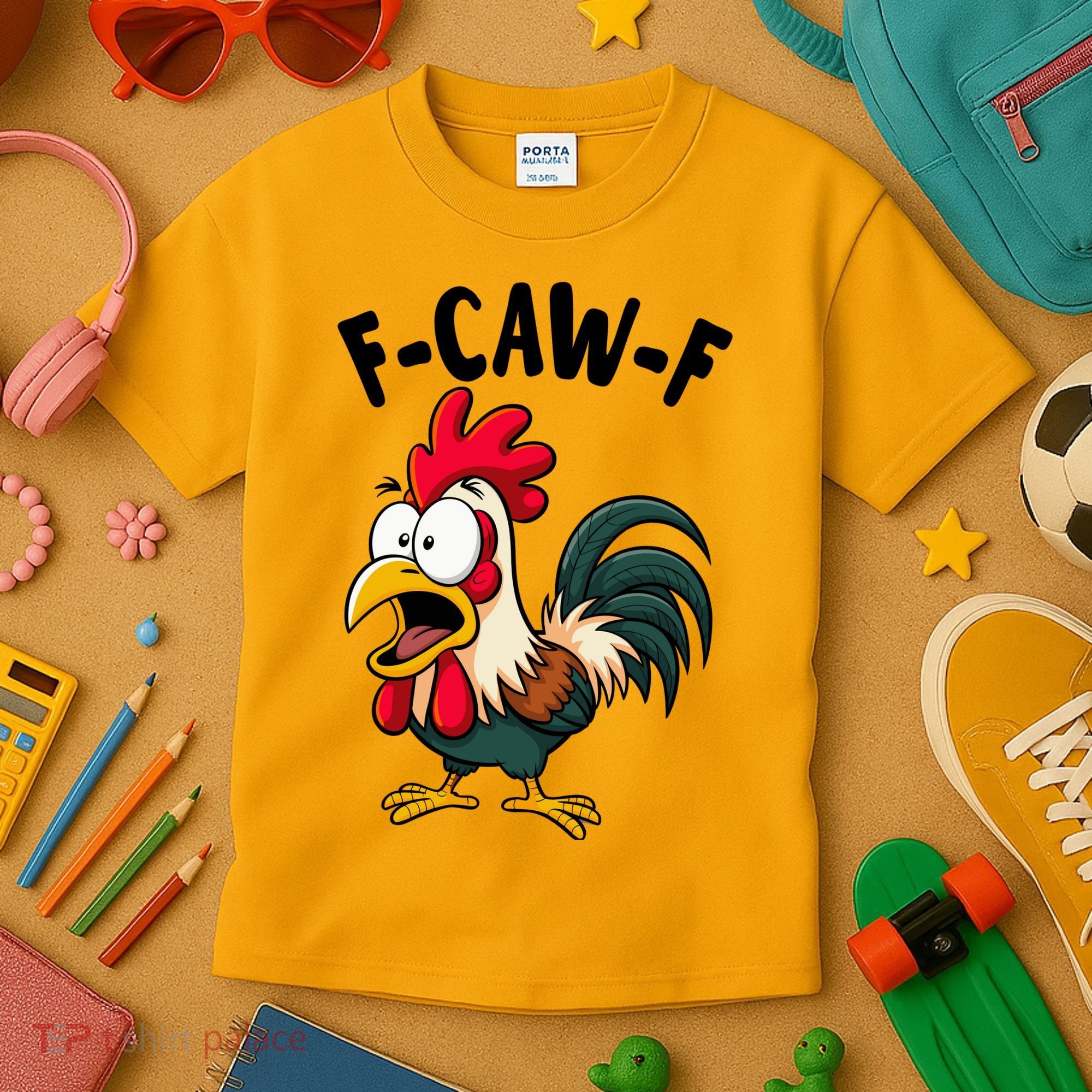 F-CAW-F Rooster Screaming Chicken Clucking Meme Kids T-Shirt